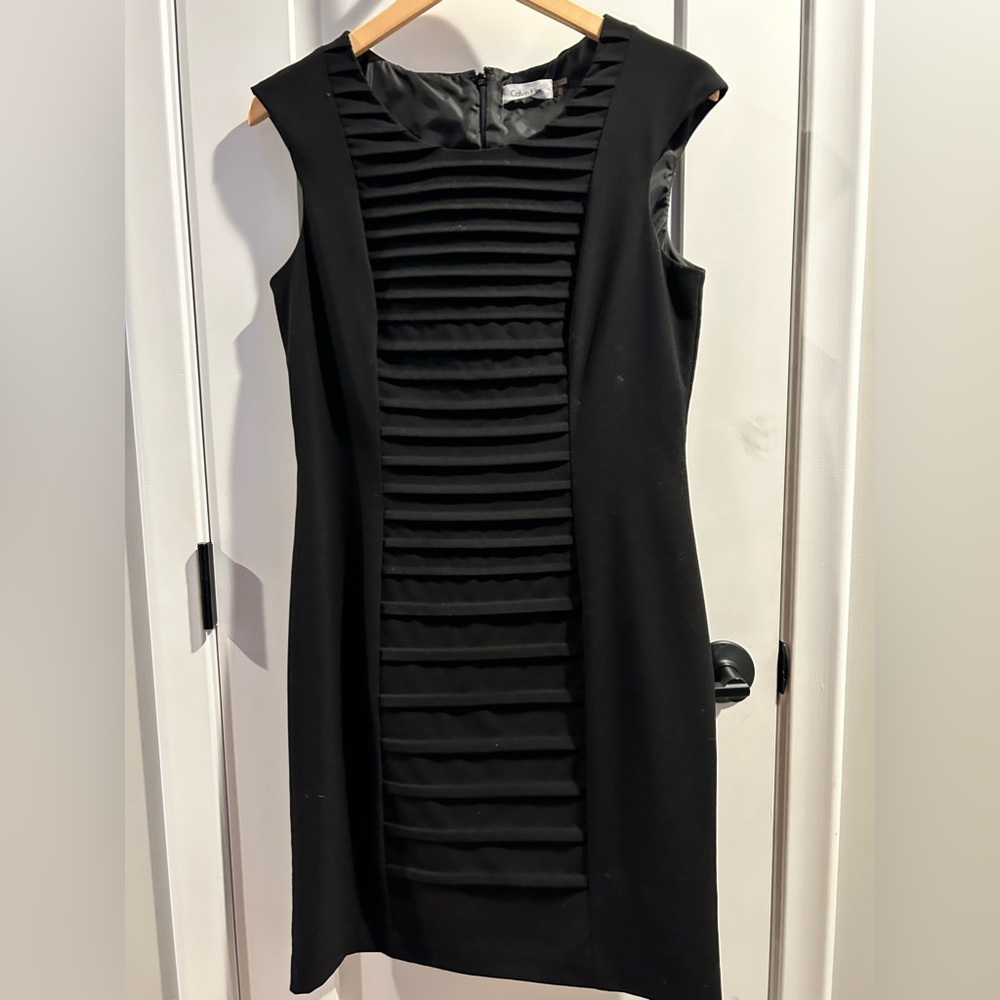 Calvin Klein ruched sheath dress.